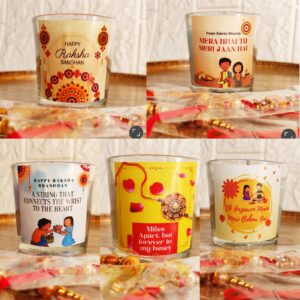 Multi-Scented Votive Glass Candles Rakhi Gift